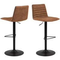 Kaprun Camel Fabric Bar Stools With Steel Base In Pair