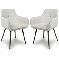 Davidson White Fabric Dining Chairs With Black Legs In Pair