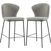 Sarnia Stone Corduroy Fabric Counter Bar Stools In Pair