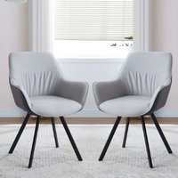 Niceville Dual Tone Grey PU Leather Dining Chairs In Pair