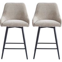 Omaha Biscuit Fabric Bar Chairs In Pair