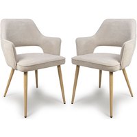 Eureka Natural Fabric Dining Chairs With Oak Legs In Pair