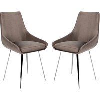 Levant Mink Velvet Dining Chairs In Pair