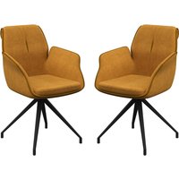 Simsbury Mustard Fabric Dining Armchairs In Pair