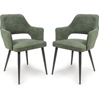 Tipton Green Fabric Dining Chairs In Pair