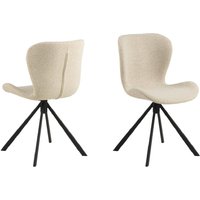 Baldwin Cream Fabric Dining Chairs With Black Legs In Pair