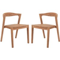 Talihina Teak Wooden Stacking Dining Chairs In Pair
