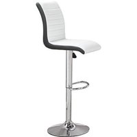 Ritz Faux Leather Bar Stool In White And Black With Chrome Base