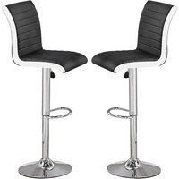 Ritz Black And White Faux Leather Bar Stools In Pair