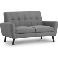 Macia Fabric 2 Seater Sofa In Mid Grey Linen With Wooden Legs