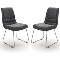 Montera Anthracite Fabric Cantilever Dining Chairs In Pair