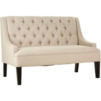 Agoront Upholstered Linen High Back Dining Bench In Natural