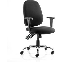 Lisbon Task Fabric Office Chair In Black With Arms