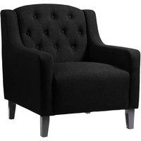 Paget Fabric Armchair With Wooden Legs In Black