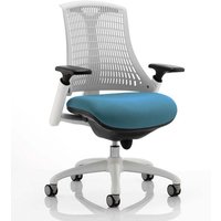 Flex Task White Frame White Back Office Chair In Maringa Teal