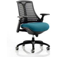 Flex Task Black Back Office Chair With Maringa Teal Seat