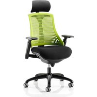 Flex Task Headrest Office Chair In Black Frame With Green Back