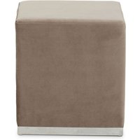 Hogan Square Velvet Stool With Silver Steel Base In Mink