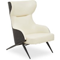 Kievy Faux Leather Upholstered Armchair In Ivory