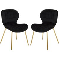 Warden Black Velvet Dining Chairs With Gold Legs In A Pair