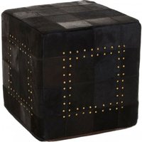Safire Leather Stud Detail Pouffe In Black