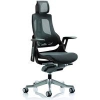Zure Black Frame Headrest Office Chair In Charcoal With Arms