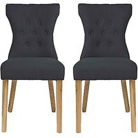 Nipas Fabric Dining Chairs With Wooden Legs In Pair - Grey