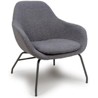 Milan Fabric Accent Chair With Black Metal Legs In Grey