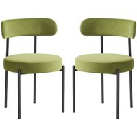 Fishers Valvet Dining Chair In Pair - Olive