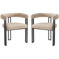 Bruges Fabric Dining Chair In Pair - Oatmeal