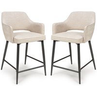 Tipton Natural Fabric Counter Dining Chairs In Pair