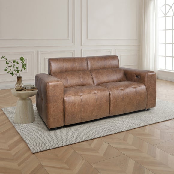 Akari Quilted Faux Leather Power Recliner 3 Seater Sofa