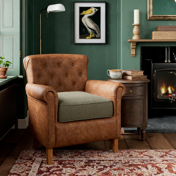 Alba Herringbone Faux Leather Armchair