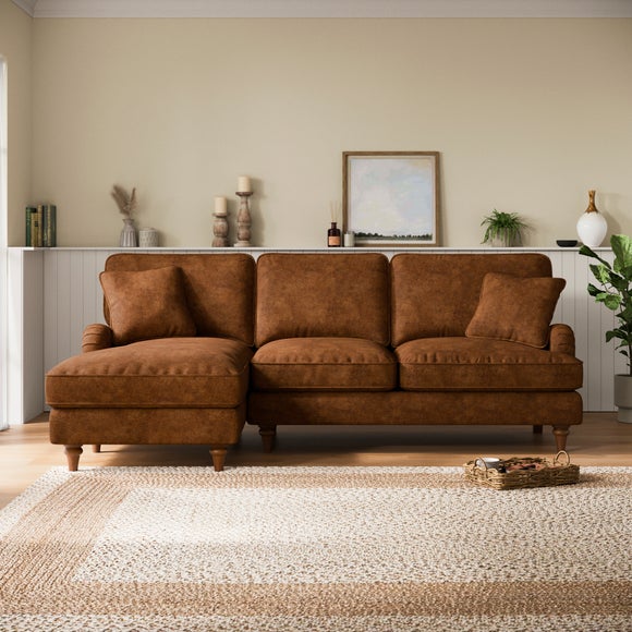 Beatrice II Relaxed Faux Leather Corner Chaise Sofa
