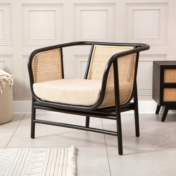 Desser Seoul Rattan Chair with Boucle Cushion
