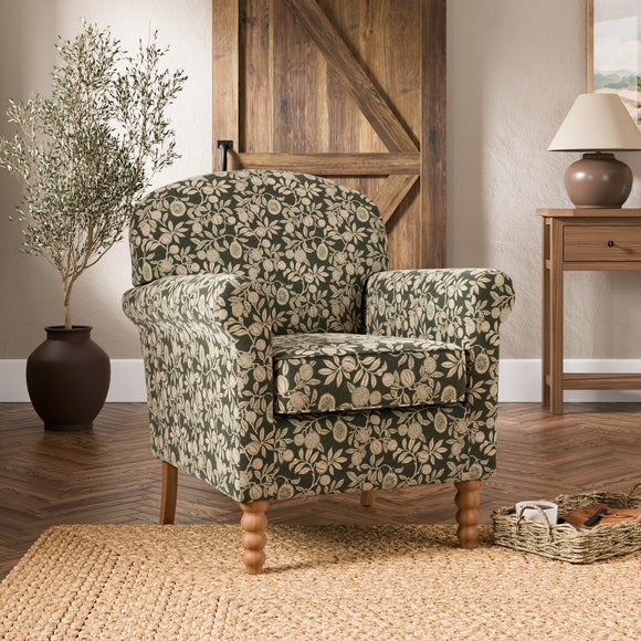 Enya Vintage Pod Print Scroll Armchair