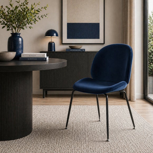 Fusion Living Luxurious Velvet Dining Chair with Black Metal Legs