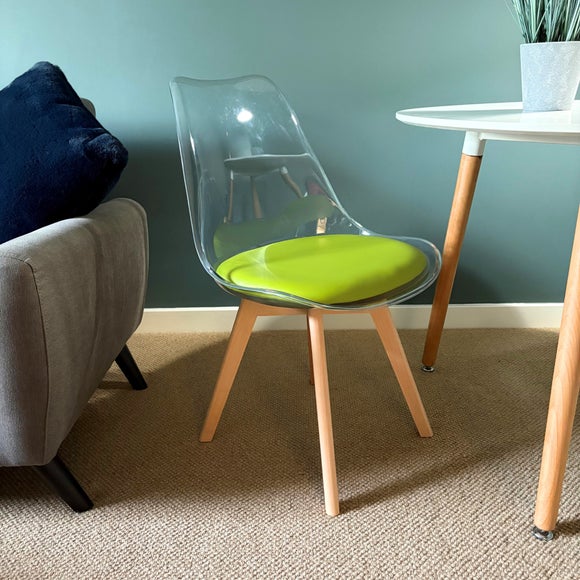 Fusion Living Soho Clear Plastic Dining Chair with Squared Legs