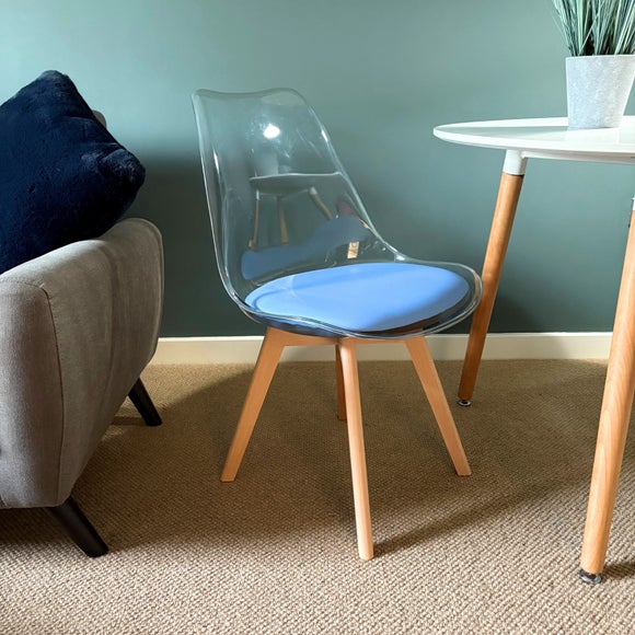 Fusion Living Soho Clear Plastic Dining Chair with Squared Legs