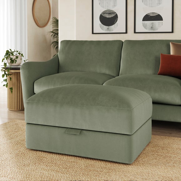 Hattie Matte Plush Velvet Storage Footstool