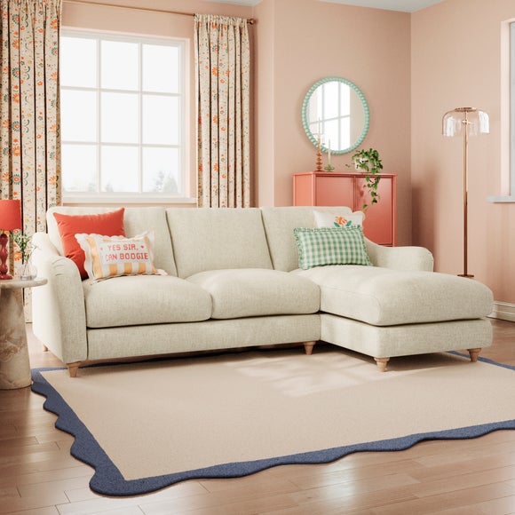Hattie Slub Faux Linen Corner Chaise