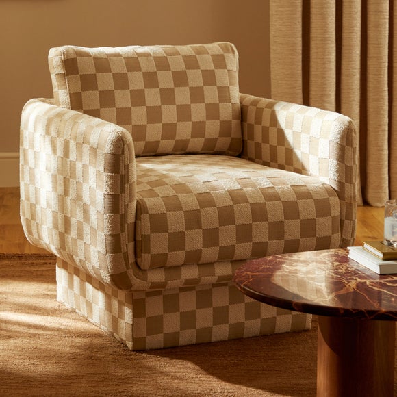 Jude Checkerboard Upholstered Cube Armchair