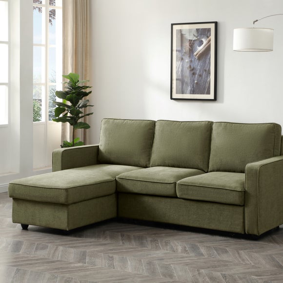 Kayden Chenille Reversible Trundle Corner Double Sofa Bed