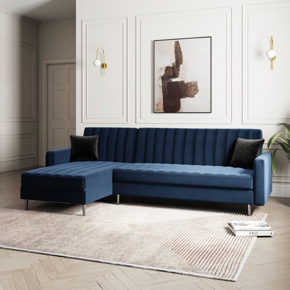 Kendall Quilted Velvet Clic Clac Storage Corner Sofa Bed