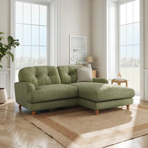 Martha Slub Faux Linen Corner Chaise Sofa