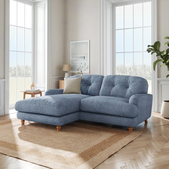 Martha Slub Faux Linen Corner Chaise Sofa