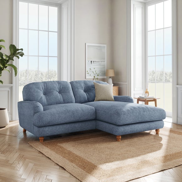 Martha Slub Faux Linen Corner Chaise Sofa