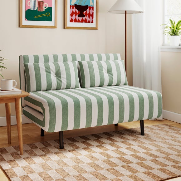 Phoebe Woven Stripe Small Double 2 Seater Sofa Bed
