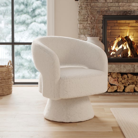 Reza Cut Out Faux Fur Swivel Chair