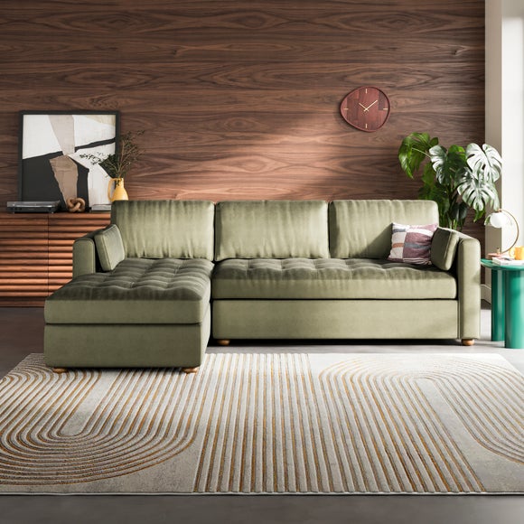 Zoe II Velvet Corner Chaise Sofa